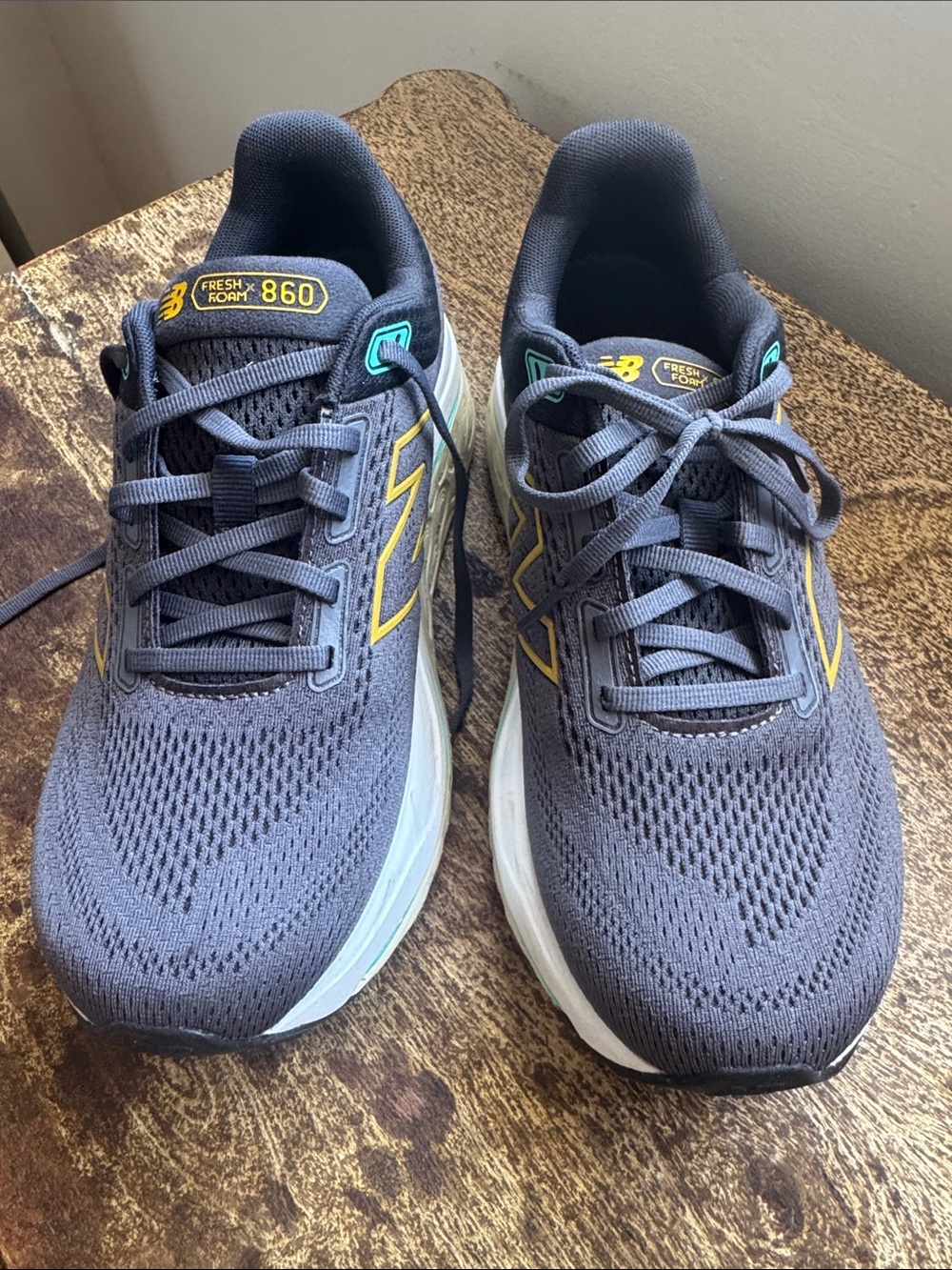 New Balance Men's Fresh Foam 860 Running Shoes - Gray with Yellow Accents